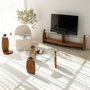 Hanah Home Mesa Auxiliar Castaño y Transparente de Cristal Templado y Madera Maciza 35x53x35 cm